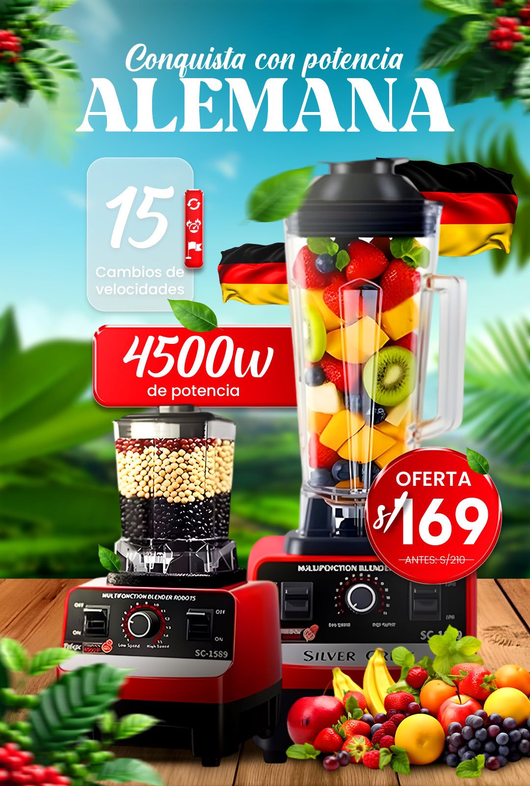 Licuadora Multi-función 4500W Silver Crest ALEMANIA 2 EN 1