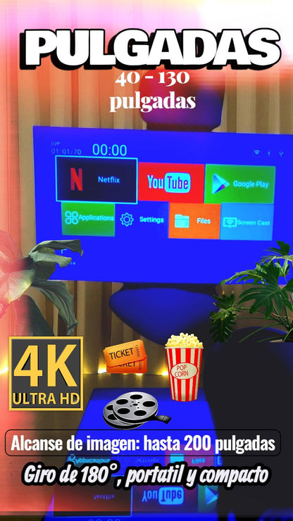 Proyector HY300, con ANDROID 12, USB, WI-FI, HDMI 1080P