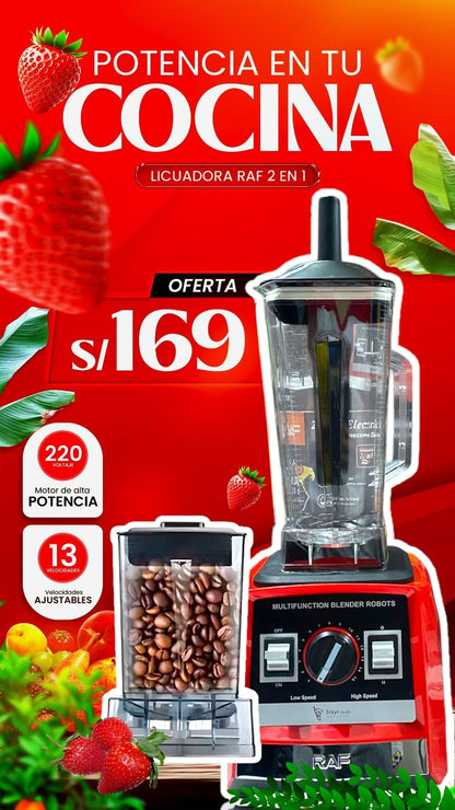 Licuadora RAF de 2800W de potencia 2 en 1 MULTIFUNCIONAL